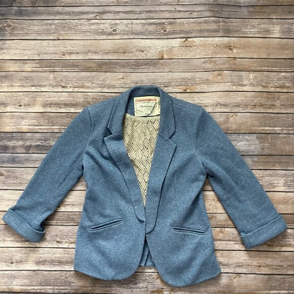 Anthropologie Cartonnier Light Blue Textured Casual Blazer - Picture 4 of 13